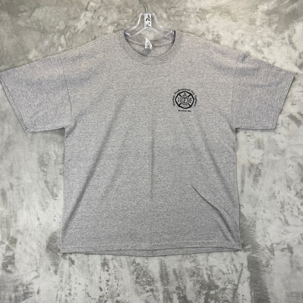 VTG Jerzees Dunbar Fire & Rescue T-Shirt Mens XL Gray Firefighter WV